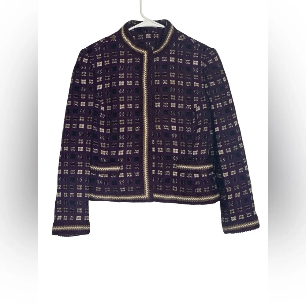 Vintage Joseph Stein Purple Tweed Jacket Muriel Rache Design Size S/M